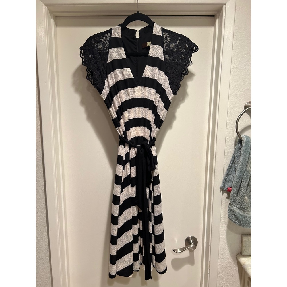 Lace Stripe Midi Dress